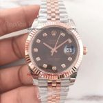 Copy Rolex Datejust II 41MM 2-Tone Rose Gold Diamond Brown Face Rolex Watch